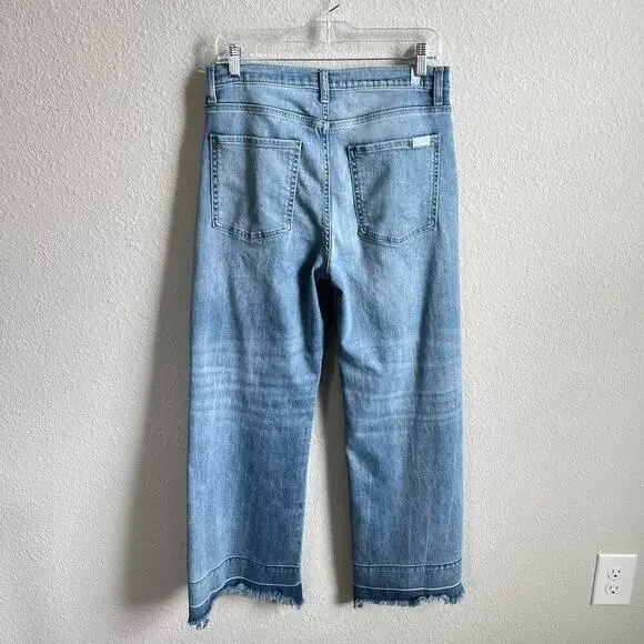 7 For All Mankind the Jo Jeans Women's 31 Wide Leg Destroyed Step Hem Stretch - Picture 3 of 8